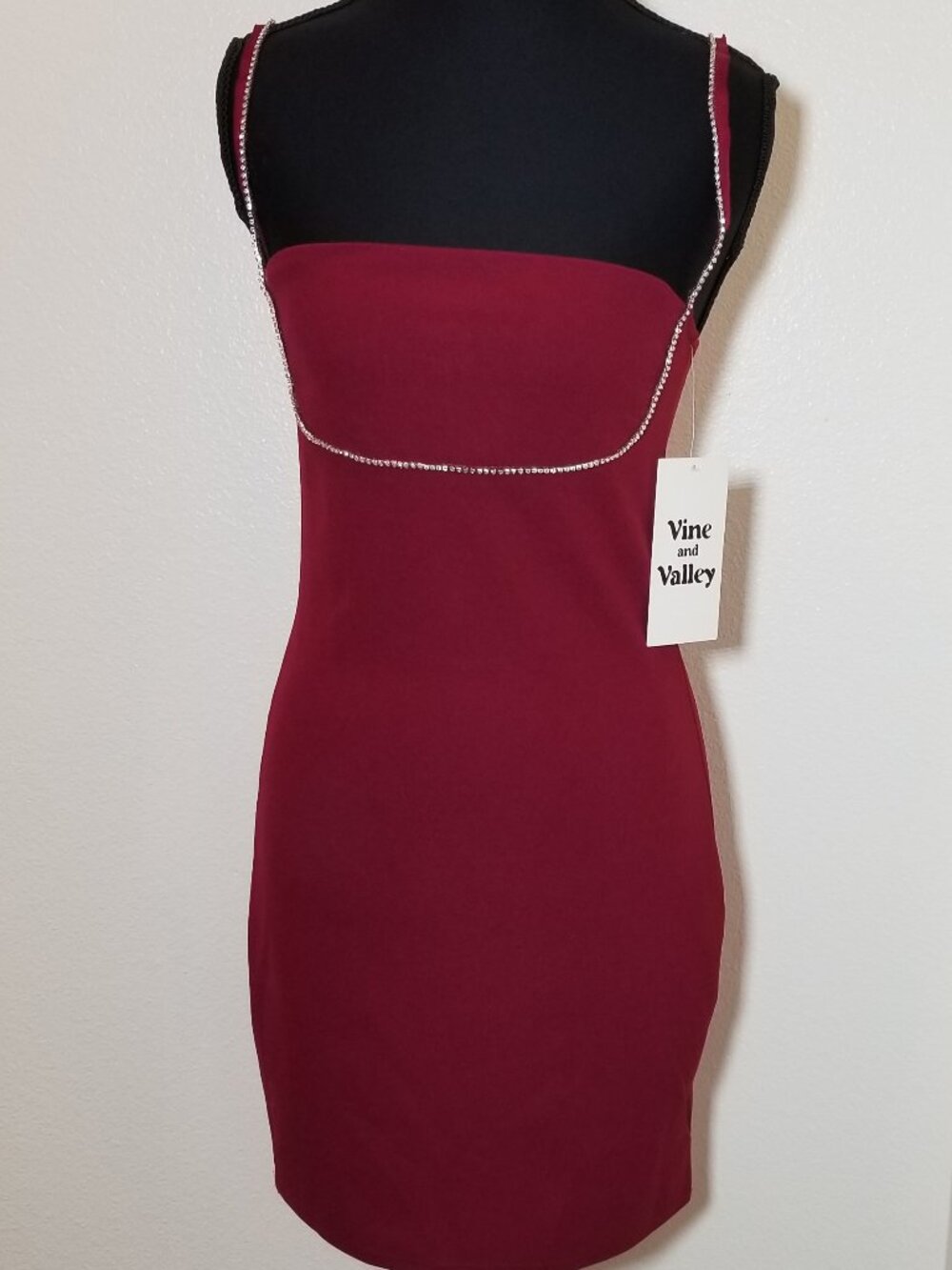 Vine and Valley Women Small Burgundy Spaghetti Strap Mini Dress Prom Party HOCO